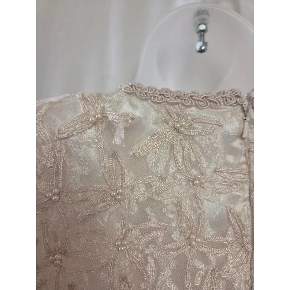 VTG SCALA Beaded Lace 2Pc Evening‎ Gown Set Champagne Mother Bride Formal 90s